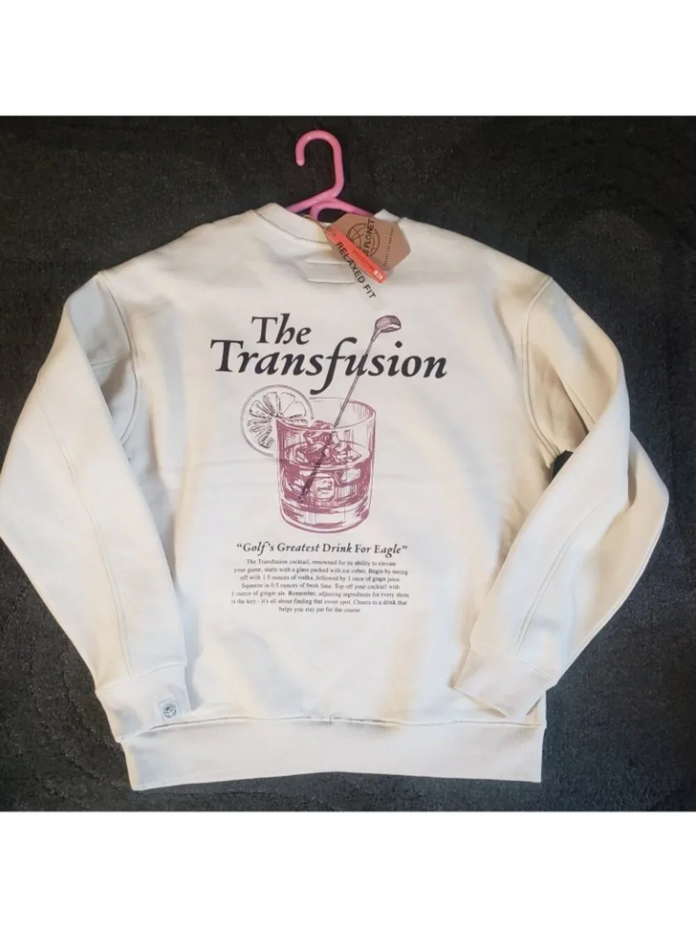 Free Planet Relaxed Fit White Crewneck Size L 'Golfs Greatest Drink For Eagle'